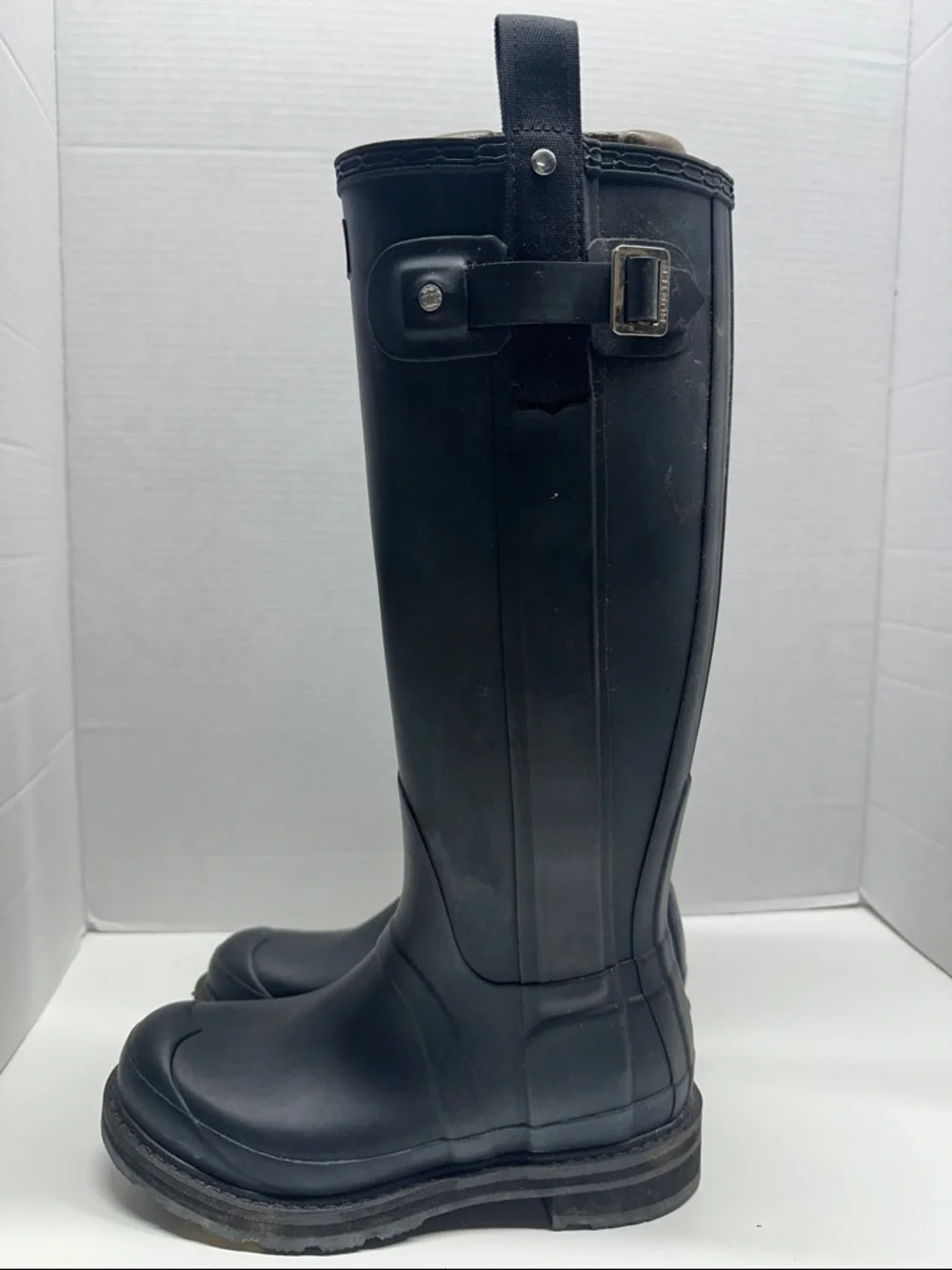 Hunter Rain Boots Boot Tall Pull On Tab Waterproof Matte Black Women's Size 6